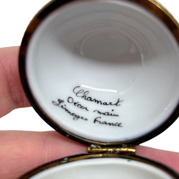 Limoges Chamart Christmas Ball Trinket Box Ornament - Holly & Bells - Picture 2 of 5